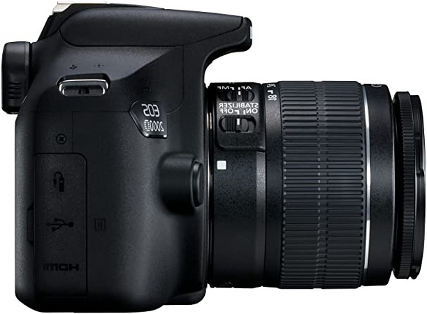 Canon EOS 2000D - Cámara réflex de 24.1 MP (CMOS, Escena inteligente automática, 9 puntos AF, filtros creativos, EOS Movie, Full HD LCD 3", WiFi/NFC) negro - Kit con objetivo EF-S 18-55mm IS II
