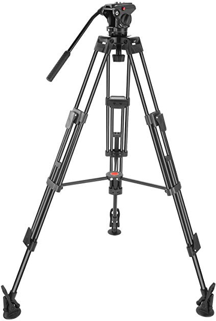 Neewer Trípode Profesional 163cm Aleación de Aluminio para Cámara de Video con 360 Grados Cabeza Arrastre Fluido 1/4 y 3/8 Pulgada Placa Zapata Rápida Bolsa Carga hasta 8kg