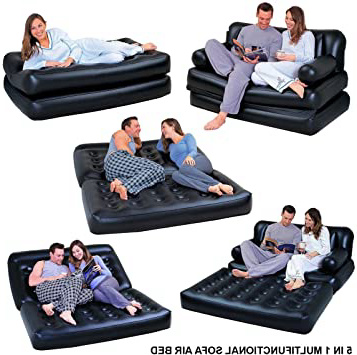 Hinchable multifunción 5 en 1. Doble cama de aire, sofá, silla, sofá cama, colchón, vinilo, negro, 5 in 1 Sofa Air Bed Couch