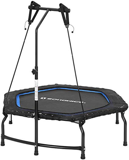 







SONGMICS Mini Fitness Trampolín, 128 x110 cm Rebounder de Ejercicios, Cardio Entrenamiento Plegable, Manija Ajustable, Bandas de Resistencia, Capacidad de Peso de 120 kg, Azul y Negro STR44BUV1






