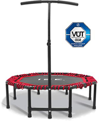 







ISE Trampolín Fitness Plegable para Gimnasio con Mango, Cama Elástica Interior para Adultos Ajustable 116-132cm, Jumping Gym Trampoline para Entrenamiento Aprobado por TÜV, Máx. 120kg, Rojo SY-TGB






