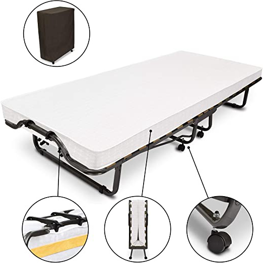 Beautissu Cama Plegable de Invitados Venetia - 80x200 cm - Estable Armadura de Metal - con somier y Funda Protectora