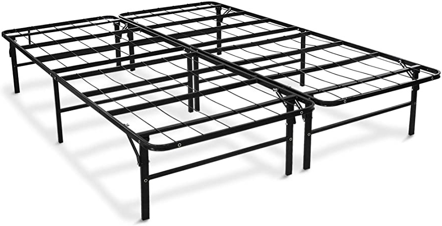 Todeco - Marco de Cama Plegable, Base de Cama de Metal - Material: Acero inoxidable - Tamaño plegado: 101,5 x 76 x 17 cm - Tamaño de la reina, 200 x 148 x 36 cm