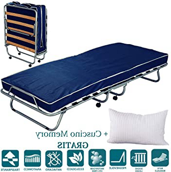 Evergreenweb - Cómoda Cama Plegable de Invitados con colchón de Espuma 80x190 10 cm de Altura + Almohada viscoelastica, Estable Armadura de Metal tablillas de Cama Individual y colchón ortopédico