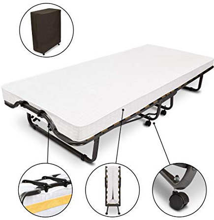 Beautissu Cama Plegable de Invitados Venetia - 80x200 cm - Estable Armadura de Metal - con somier y Funda Protectora