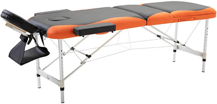 HOMCOM Cama De Masaje Aluminio Plegable 185x60cm Tatuaje Terapia Cama Negro Naranja NUEVO