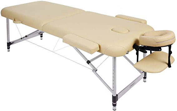 Naipo Camilla de Masaje Plegable de 2 Secciones Cama Estética Profesional y Portátil con Patas de Aluminio, Bolsa de Transporte, Reposacabezas y Apoyabrazos Desmontables , 11.6kg 213*90cm