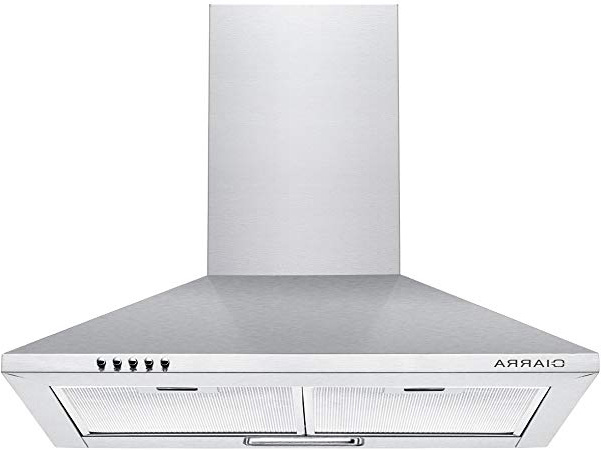 CIARRA Campana Extractora Decorativa 60cm 380m³/h 65W - 3 Velocidades de Extracción - Evacuación al Exterior y Recirculación Interna por Filtro de Carbón CBCF002 - Acero Inoxidable Plata