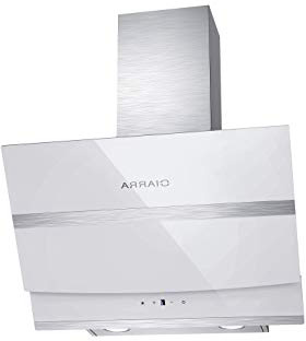 Campana Extractora de Pared 60cm 750m³/h 210W - Pantalla Táctil - 3 Niveles - Evacuación al Exterior y Recirculación Interna por Filtro de Carbón CBCF003 - Cristal & Acero Inox. Blanco