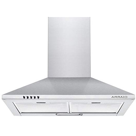 CIARRA Campana Extractora Decorativa 60cm 380m³/h 65W - 3 Velocidades de Extracción - Evacuación al Exterior y Recirculación Interna por Filtro de Carbón CBCF002 - Acero Inoxidable Plata