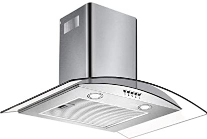 Campana Extractora Decorativa Cristal 60cm 550 m³/h 100W·3 Velocidades de Extracción·Evacuación al Exterior y Recirculación por Filtro de Carbón CBCF004· Acero Inoxidable Plata