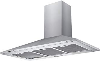 CIARRA Campana Extractora Decorativa 90cm 380m³/h 65W - 3 Velocidades - Evacuación al Exterior y Recirculación Interna por Filtro de Carbón CBCF002 - Acero Inoxidable Plata
