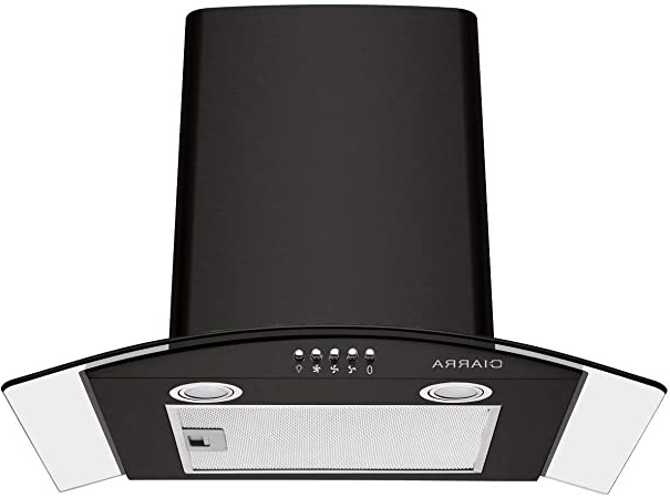 CIARRA CBCB6506B Campana Extractora de Pared 60cm 550 m³/h 100W - 3 Velocidades - Evacuación al Exterior y Recirculación Interna por Filtro de Carbón CBCF004- Cristal & Acero Inoxidable - Negro