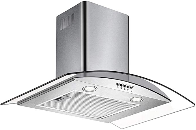 CIARRA CBC6S506 Campana Extractora Decorativa Cristal 60cm 550 m³/h 100W·3 Velocidades de Extracción·Evacuación al Exterior y Recirculación por Filtro de Carbón CBCF004· Acero Inoxidable Plata