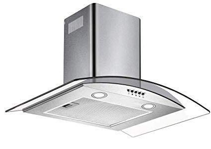 Campana Extractora Decorativa Cristal 60cm 550 m³/h 100W·3 Velocidades de Extracción·Evacuación al Exterior y Recirculación por Filtro de Carbón CBCF004· Acero Inoxidable Plata