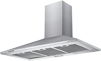 CIARRA Campana Extractora Decorativa 90cm 380m³/h 65W - 3 Velocidades - Evacuación al Exterior y Recirculación Interna por Filtro de Carbón CBCF002 - Acero Inoxidable Plata