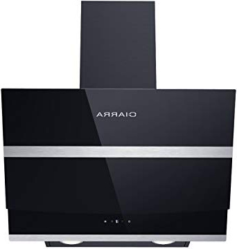 CIARRA Campana Extractora 60cm 750m³/h 210W - Pantalla Táctil - 3 Velocidades - Evacuación al Exterior y Recirculación Interna por Filtro de Carbón CBCF003 - Cristal & Acero Inox. Negro