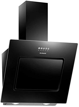 Taurus Black Glass - Campana extractora decorativa 60 cm de 750 m3/h, 3 niveles de extracción, iluminación LED, 1 filtro 5 capas, vidrio, color negro