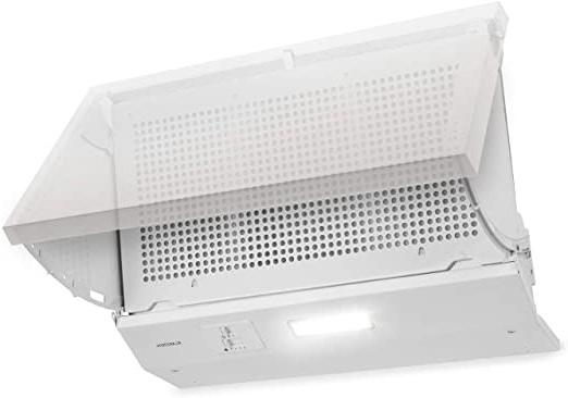 Klarstein Incognito Campana extractora - Extractor de humos, Para montar, 59,5 cm, Eficiencia energética: C, 3 velocidades, Iluminación, Rendimiento: 250 m³/h, Absorción y ventilación, Blanco
