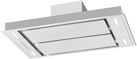 Klarstein Secret Service Campana extractora - Extractor de techo 800 m³/h, 220 W, Mando, 4 filtros grasa, 3 niveles, Panel táctil, Silenciosa, Acero inoxidable