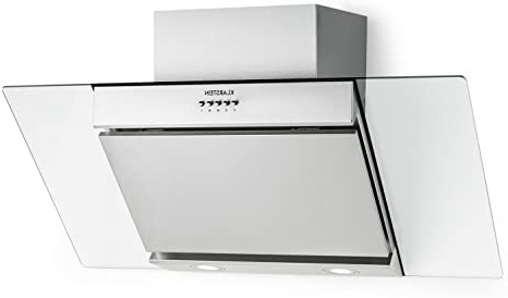 Klarstein Zola - Campana extractora, Extractor, Extractor de pared, Aspiración/Ventilación, 3 Niveles, Potencia: 635 m³/h, Silenciosa, Cristal, LED, Montaje en pared, 90 cm, Plateado