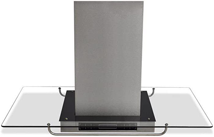 VidaXL 50167 - Campana (750 m³/h, Canalizado, 65 dB, Isla, Plata, Vidrio, Acero inoxidable)