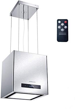 CIARRA Campana Extractora Isla 40cm 550 m³/h 100W - Control Táctil y Remoto - Función de Temporización - Recirculación Interna por Filtro de Carbón CBCF003 - Acero Inoxidable Plata