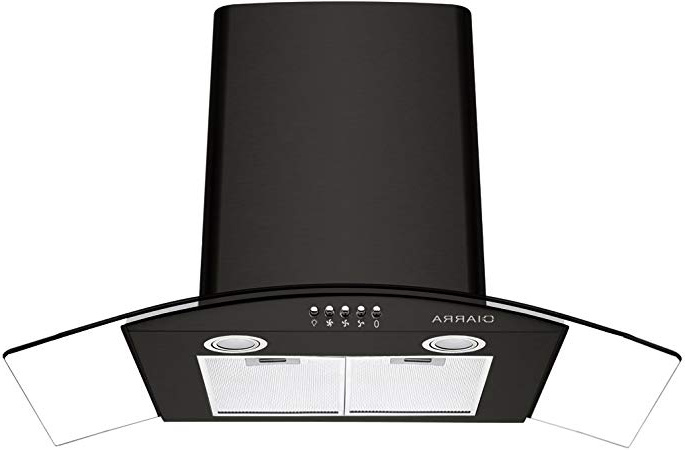 CIARRA Campanas Extractoras Cristal 90cm 550m³/h 100W·3 Velocidad de Extracción·Evacuación al Exterior y Recirculación Interna por Filtro de Carbón CBCF004·Acero Inoxidable Negro
