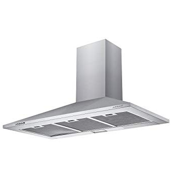 CIARRA Campana Extractora Decorativa 90cm 380m³/h 65W - 3 Velocidades - Evacuación al Exterior y Recirculación Interna por Filtro de Carbón CBCF002 - Acero Inoxidable Plata
