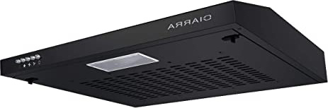 CIARRA CBCB6903 Campana Extractora Decorativa 60cm 220 m³/h - 3 Velocidades de Extracción - Evacuación al Exterior y Recirculación Interna por Filtro de Carbón CBCF001 - Acero Inoxidable Negro