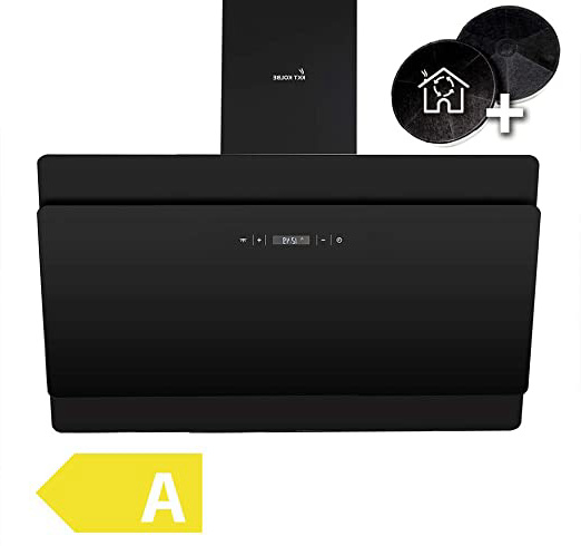 Campana extractora de pared (90cm, acero inoxidable, cristal negro, 605m³/h, 4 escalones, iluminación LED, teclas de sensor TouchSelect) SOLO906S - KKT KOLBE
