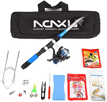 Lixada Caña de Pescar y Carrete Combo Caña Telescópica Spinning Carrete de Pesca con Bolsa y Accesorios de Pesca