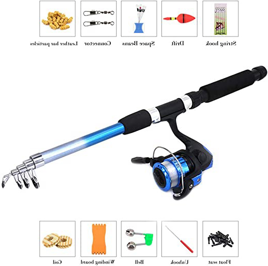 soundwinds Juego de Pesca retráctil para niños, caña de Pescar para niños Principiantes, Ligera y portátil, caña de Pescar telescópica, Carrete Giratorio, sedal y Aparejos de Pesca attractively
