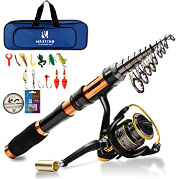 BNTTEAM Combo per canne da Spinning e mulinello 2.1m, 2.4m, 3.0m, 3.6m Canna da Pesca telescopica in carbonio al 99% e 11BB Mulinello e Borsa da Pesca & esche e Linea, Set combinato Canna da Pesca