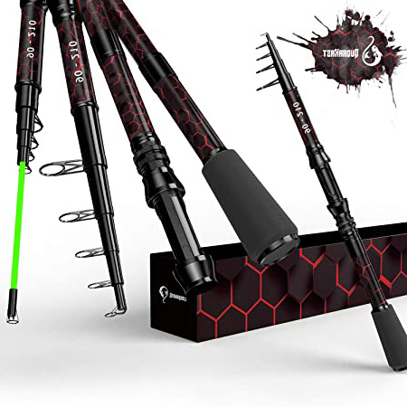 QUDRAKAST Caña de Pescar de Nueva generación 2020, Cruz Roja volcánica - Diseño de Envoltura y Punta Luminosa, Torneo de caña de Pescar telescópica de Calidad, Regalos de Pesca Nacidos para Pescar
