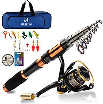 BNTTEAM Combo per canne da Spinning e mulinello 2.1m, 2.4m, 3.0m, 3.6m Canna da Pesca telescopica in carbonio al 99% e 11BB Mulinello e Borsa da Pesca & esche e Linea, Set combinato Canna da Pesca