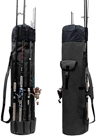 Powcan Bolsa de Pesca Estuche de caña de Pescar Oxford Organizador portátil de Alta Capacidad para Llevar caña de Pescar Bolsa de Almacenamiento de Herramientas de Pesca Impermeable al Aire Libre