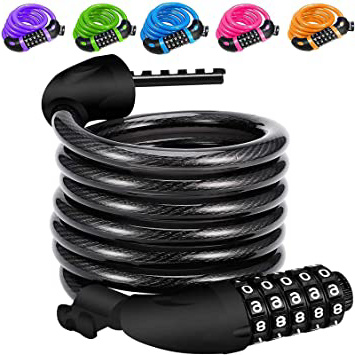 REHKITTZ Candado Bicicleta Cadena Bici Combinacion 5 Dígitos 120cm/12mm Largo Candados Antirrobo Bicicletas Seguridad para MTB Patinete Eléctrico Bicis Carretilla Puertas Accesorios