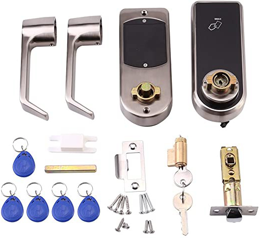 Inteligente Sin Llave de Bloqueo de Puerta Digital Electrónica Pantalla Táctil Teclado Cerrojo Para Puerta Entrada de Seguridad Código Candado Con 5 Tarjeta de Rfid Tags Mango Acero Inoxidable Mano