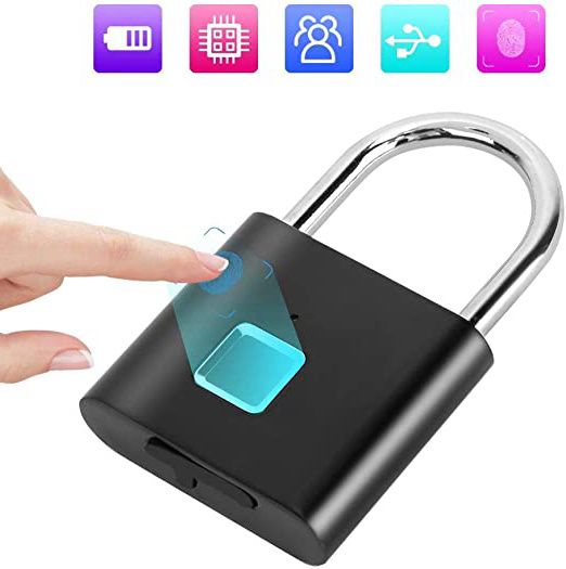 Pangding Candado Inteligente, antirrobo Huella Digital biométrica IP65 Impermeable Sin Llave USB Cerraduras Recargables para Armario de Puerta Armario Caja Armario