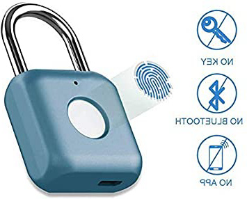 Candado con huella digital Mini candado inteligente Carga USB sin llave Cerradura biométrica de alta seguridad para casillero de gimnasio, casillero, maletas (azul)