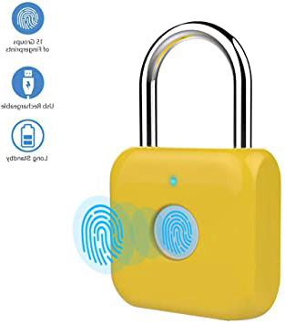 Candado con huella digital Mini candado inteligente Cargador USB sin llave Cerradura biométrica de alta seguridad para casillero de gimnasio, casillero, maletas (amarillo)