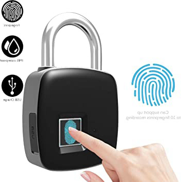 ALLOMN Huella Dactilar Bloquear Candado de Seguridad Electrónico Cerradura de Puerta Segura sin llave Portátil inteligente Táctil 1 segundo Desbloqueo Rápido Carga USB IP65 Soporte a Prueba de Agua