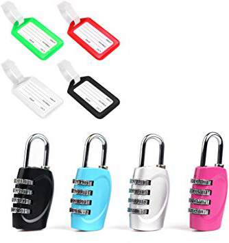 VIMINE 4 candados + 4 etiquetas de equipaje, candado combinacion, para equipaje, candado maleta,gimnasio, armario