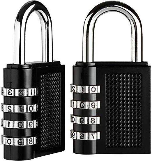 Anpro 2 Piezas Candado de Seguridad en 7.9cm* 4cm con Combinación 4-Dígitos Ideal para Puerta de Verja, Lockers, Maleta de Equipaje,Cerraduras de Equipaje, Archivadores, Caja de Herramientas