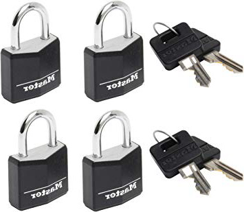 Master Lock 9120EURQBLK Candados de 20 mm para Equipajes, Negro, 20mm, Set de 4 Piezas