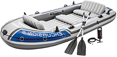 Intex 68325NP - Barca Hinchable Excursion 5 con 2 Remos 366 x 168 x 43 cm