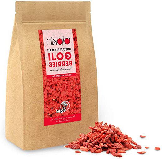 Pipkin Bayas de Goji Naturales 500g, Sin OMG, Sin gluten, Sin conservantes, Secada al sol de la meseta tibetana, Certificada por la Soil Association, Vegetariano y vegano