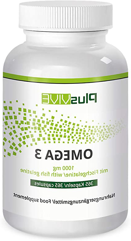 Plusvive - 365 cápsulas de omega 3 con recubrimiento de gelatina de pescado (1000 mg)