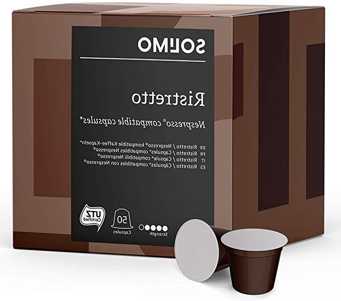 Marca Amazon - Solimo Cápsulas Ristretto, compatibles con Nespresso - café certificado UTZ, 100 cápsulas (2 x 50)